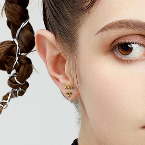 Hujiling G23 Titanium Studs Earrings, Hypoallergenic Earrings, Pure Titanium Tiny Trinity Ball Stud Earrings, Minimalist, Implant Grade Delicate Jewelry for With Sensitive Ears in Kuwait