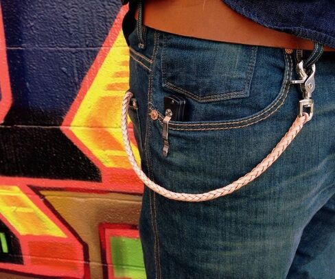 Men's Braided Genuine Leather Wallet Chain with Nickel Clip in Saudi Arabia
