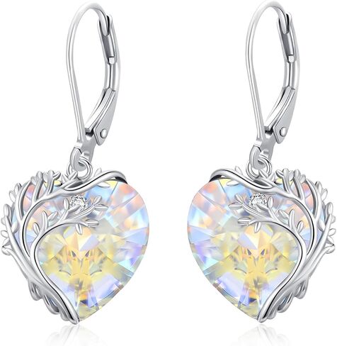 Tree of Life Earrings for Women 925 Sterling Silver Tree of Life Drop Earrings with Crystals Tree of Life Jewelry Gifts for Women Girls in Saudi Arabia