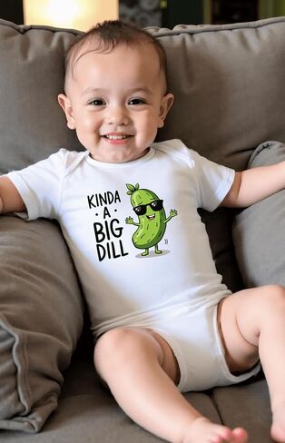 I'm Kind Of A Big Dill Toddler Shirt Cute Infant Baby Romper Love Cucumber Cute Pickle Kids Jumpsuit Food Pun Shirt (0-6 Months, Short Sleeve Romper) in Saudi Arabia