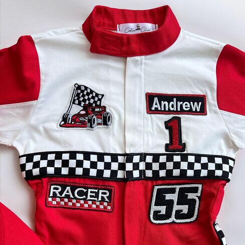 Handmade Race Car Driver Costume for Toddlers - Halloween Costume, Cars Boys Racing Outfit, Toddler Racer Suit, Kids Jumpsuit with Hat, Baby Racer Costume (Long Sleeve, 3T) in Saudi Arabia