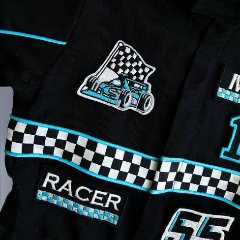 Handmade Race Car Driver Costume for Toddlers - Halloween Costume, Cars Boys Racing Outfit, Toddler Racer Suit, Kids Jumpsuit with Hat, Baby Racer Costume (Short, 12-18 months) in Saudi Arabia