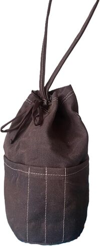 Canvas Knitting Project Bag, 12x8 inches, 4 Pockets, Drawstring Closure, Yarn Storage Tote (BROWN) in Kuwait