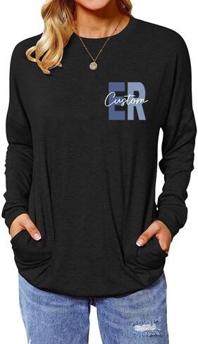 Custom Emergency Room Nurse Shirt for Women Personalized ER Shirts with Name Design Your Own Long Sleeve Graphic Tunic Tops (Style 2) in Saudi Arabia