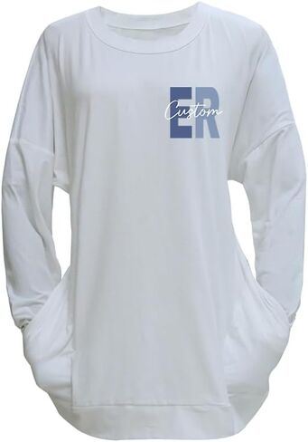 Custom Emergency Room Nurse Shirt for Women Personalized ER Shirts with Name Design Your Own Long Sleeve Graphic Tunic Tops (Style 2) in Saudi Arabia