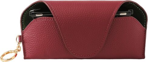 Leather Sunglass Holder for Car with Detachable Visor Clip, Travel Eyeglasses Case Keychain Organizers and Storage in Saudi Arabia