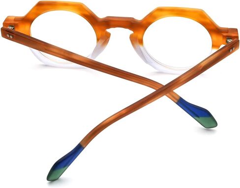 HEPIDEM Matte Multicolor Acetate Glasses Frame Women Vintage Polygon Eyeglasses Men in Saudi Arabia