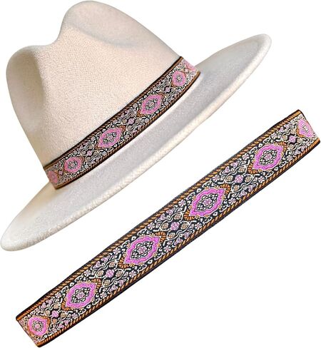 Cowboy Hat Band Pink Orange Black color, Adjustable Fedora Hatband, Unisex Western Hat Belt (Pink Orange Black) in Saudi Arabia