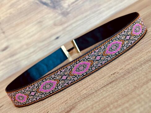 Cowboy Hat Band Pink Orange Black color, Adjustable Fedora Hatband, Unisex Western Hat Belt (Pink Orange Black) in Saudi Arabia