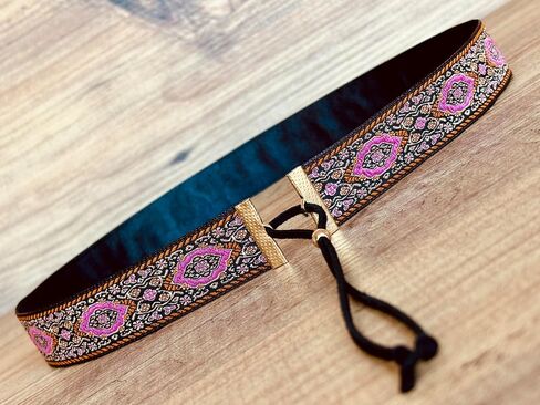 Cowboy Hat Band Pink Orange Black color, Adjustable Fedora Hatband, Unisex Western Hat Belt (Pink Orange Black) in Saudi Arabia
