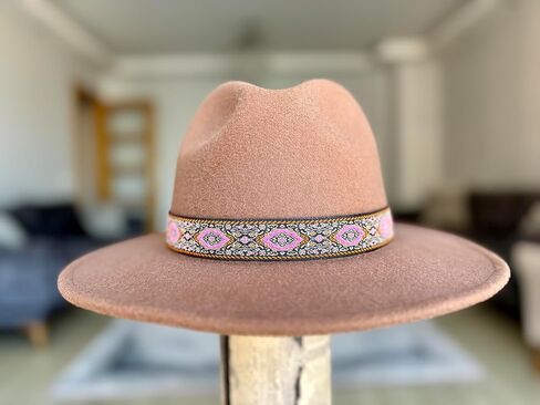 Cowboy Hat Band Pink Orange Black color, Adjustable Fedora Hatband, Unisex Western Hat Belt (Pink Orange Black) in Saudi Arabia