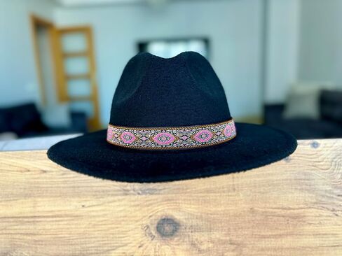 Cowboy Hat Band Pink Orange Black color, Adjustable Fedora Hatband, Unisex Western Hat Belt (Pink Orange Black) in Saudi Arabia