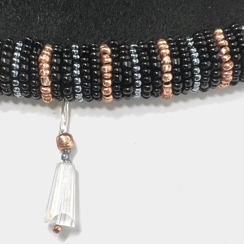 Felt Fedora Hat for Women - Wide Brimmed - Handmade Custom Design with a Beaded Brim - Rose Gold, Ice Blue Beads - Black Fall Hat - Festival Fashion in Saudi Arabia