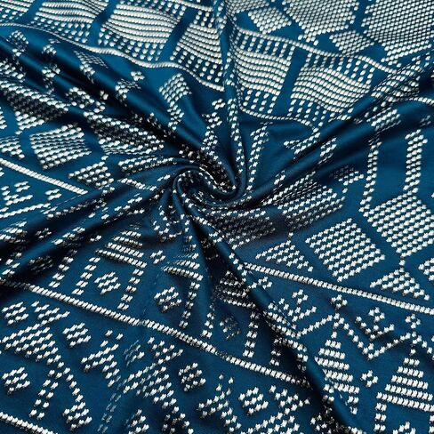 Gorgeous 1920s Vintage Style Faux Assuit Foil print Milk Fiber woman elastic Scarf Shawl Bandana (Blue Argent) in Saudi Arabia