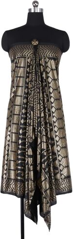 Gorgeous 1920s Vintage Style Faux Assuit Foil print Milk Fiber woman elastic Scarf Shawl Bandana (Blue Argent) in Saudi Arabia