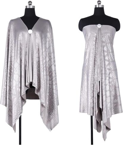 Gorgeous 1920s Vintage Style Faux Assuit Foil print Milk Fiber woman elastic Scarf Shawl Bandana (Blue Argent) in Saudi Arabia