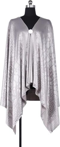 Gorgeous 1920s Vintage Style Faux Assuit Foil print Milk Fiber woman elastic Scarf Shawl Bandana (Blue Argent) in Saudi Arabia