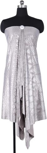 Gorgeous 1920s Vintage Style Faux Assuit Foil print Milk Fiber woman elastic Scarf Shawl Bandana (Blue Argent) in Saudi Arabia