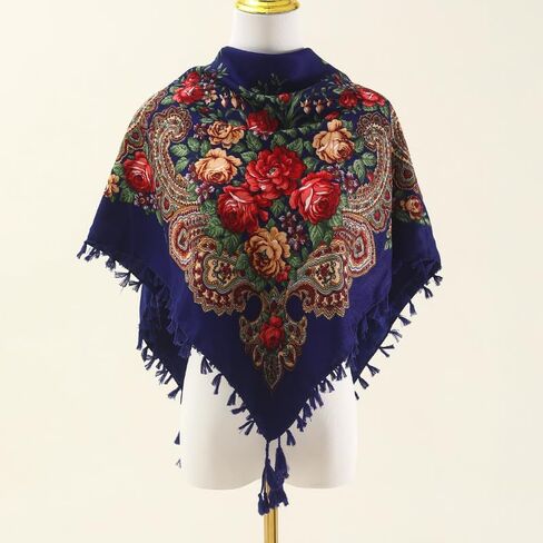 Ladies fashion printed headscarf Rose large flower retro multi-functional dust protection casual dress scarf shawl (黑色) in Saudi Arabia