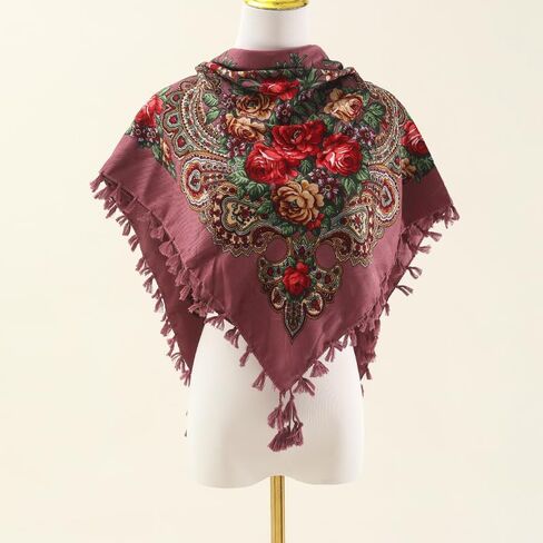 Ladies fashion printed headscarf Rose large flower retro multi-functional dust protection casual dress scarf shawl (黑色) in Saudi Arabia