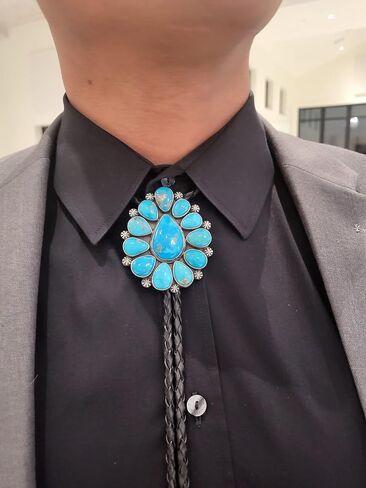 العنقاء الأمريكي الأصلي المصنوع يدويًا Pyrite Pyrite Bolo Bolo Tie Sterling Silver Jewelry in Saudi Arabia