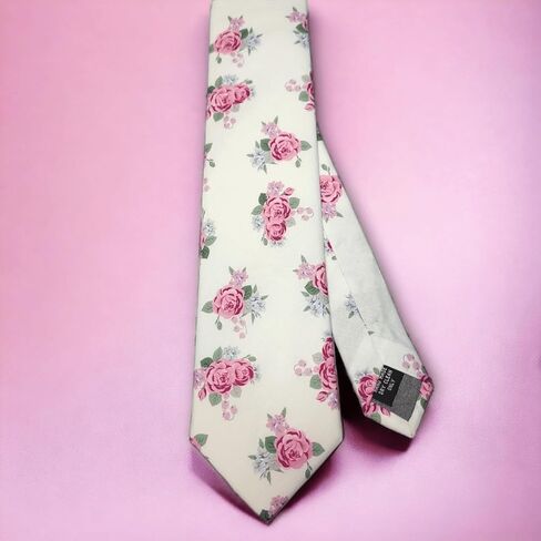 Handmade Skinny Men's Tie – Floral Leaf Design – 100% Cotton Necktie – Elegant and Stylish Accessory for Weddings, Parties, and Formal Events (White Steel Blue) in Saudi Arabia