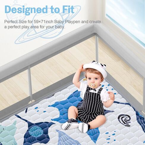 Baby Play Mat 71x59inch - Thick One-Piece Crawling Mats with Non-Slip Pattern - Large Baby Cushioned for Playpen - Soft Floor Padded for Babies Toddlers - Foldable Machine Washable Playmats in Kuwait
