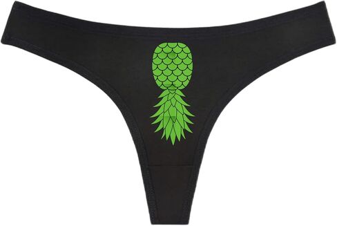 UPSIDE DOWN PINEAPPLE Swingers Black Thong - Choose Your Image Color - HotWife MFM Threesome (M, Yellow) in Saudi Arabia