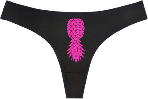 UPSIDE DOWN PINEAPPLE Swingers Black Thong - Choose Your Image Color - HotWife MFM Threesome (M, Yellow) in Saudi Arabia
