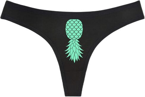 UPSIDE DOWN PINEAPPLE Swingers Black Thong - Choose Your Image Color - HotWife MFM Threesome (M, Yellow) in Saudi Arabia