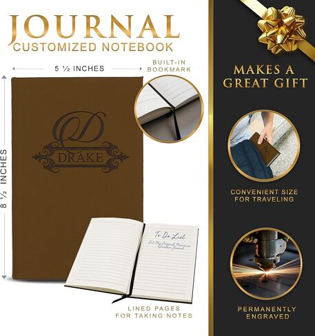 My Personal Memories Custom Engraved Thoughts Journal Notebook for Women, Men, Writers, Teachers, Students, Girls, Boys - Personalized and Monogrammed (Brown) in Saudi Arabia