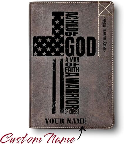 Personalized Every Man's Bible NLT Deluxe Edition | Warrior of God Laser Engraved Bible with Name | LeatherLike Brown Study Bible for Men | Book Introductions, Study Notes and 44 Charts in Saudi Arabia
