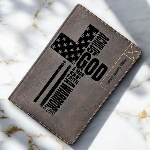 Personalized Every Man's Bible NLT Deluxe Edition | Warrior of God Laser Engraved Bible with Name | LeatherLike Brown Study Bible for Men | Book Introductions, Study Notes and 44 Charts in Saudi Arabia