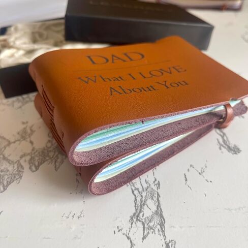 What I Love About You Dad Fill-in Book, Personalized Leather Journal for Dad, Handmade Fathers Day Gift from Daughter, Sentimental Custom Book for Dad's Birthday, Christmas Stocking Stuffer (Classic) in Saudi Arabia