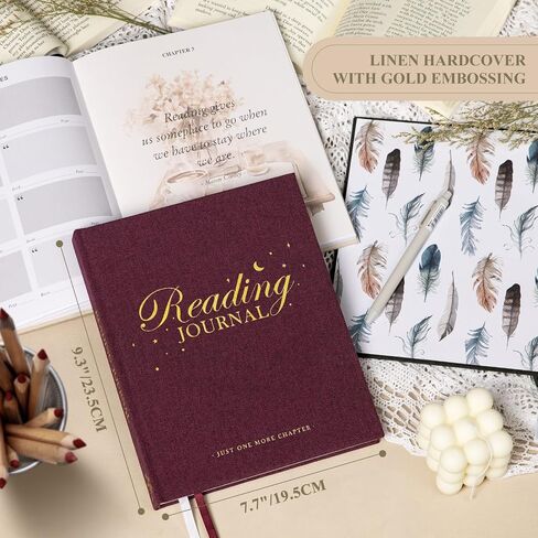 Lanpn Reading Journal Journal Journal for Book Lovers Readers ، 9.3 "X 7.7" Book Tracker Journal ، Linen Grassover Reading Log Book مع 52 مراجعات للكتاب ، 158 صفحة قراءة دفتر كتب Bookish (Green) in Saudi Arabia
