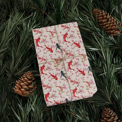 Koi Fish Wrapp Paper Roll ، ورق تغليف الأسماك ، ورقة التغليف هدية عيد ميلاد Koi ، ورق التغليف ، غلاف هدايا عيد الميلاد ، ورقة لف العطلة ، لف هدية عيد ميلاد in Saudi Arabia