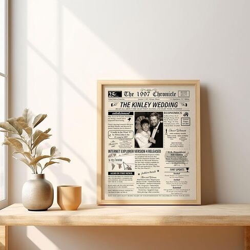 Anniversary Gift for Men and Women Personalized Newspaper | Wedding Sign | Party Decor ANY YEAR | Anniversary Party Decorations | Fun Facts | Year in Review | Trivia | Poster in Saudi Arabia