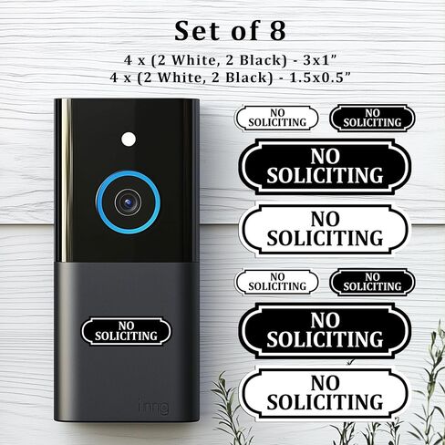 Doorbell Camera No Packit 8 Pack Pack Discer ، ملصق لقرار الباب ، ملصقات جرس الباب الحلقي ، ملصق في الهواء الطلق مقاوم للماء ، علامة ملصق صغيرة ، ملصقات الأبواب (4 أبيض ، 4 أسود) in Saudi Arabia