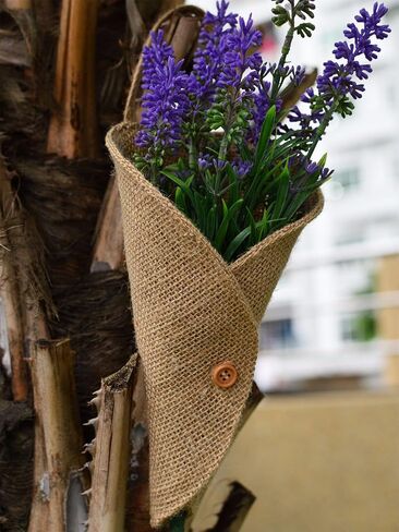 Summer-Ray 12 Handmade Hessian Burlap Pew Cone for Rustic Wedding Aisle Decorations in Saudi Arabia