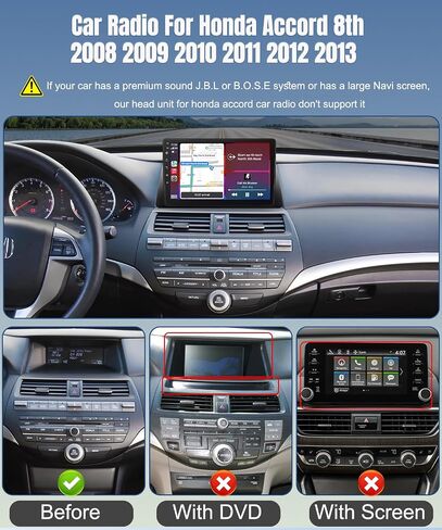 Naifay Android Car Radio for Honda Accord 8th 2008 2009 2010 2011 2012 2013, 2+32GB 10.1 Inch Touch Screen Car Stereo with Wireless Carplay Android Auto GPS Navigation WiFi FM SWC Backup Camera in Saudi Arabia