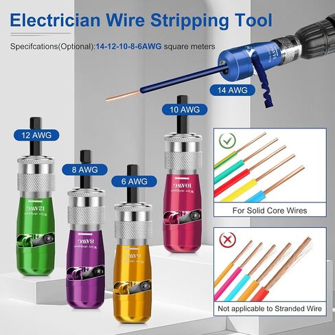 Smasener Wire Stripper for AWG, 14-12-10-8 Gauge Electric Wire Stripper, Wire Twister Tool for Drill, Portable Wire Twister for Power Drill, Cable Quick Stripping and 25PCS Wire Connectors Nuts in Saudi Arabia
