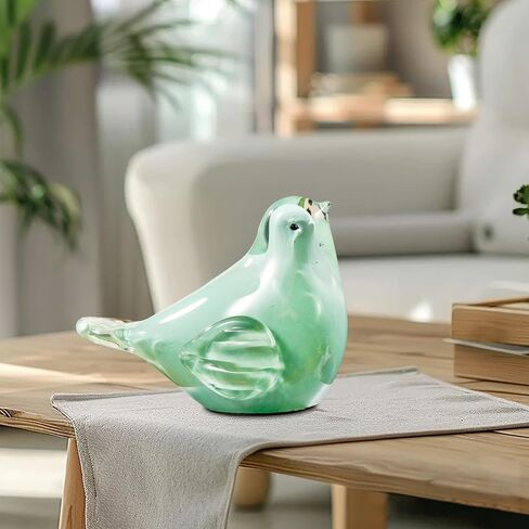 Handmade Glass Bird Figurine Blown Art Animal Sculpture Home Decoration Tabletop Centerpiece，Gifts for Bird Lovers (White) in Saudi Arabia