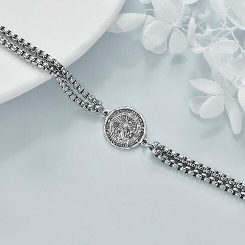 YFN سانت كريستوفر سوار الفضة الاسترليني حامي الديني سوار سانت كريستوفر مجوهرات هدية للنساء الرجال in Kuwait