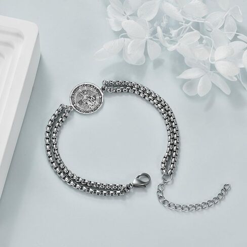 YFN سانت كريستوفر سوار الفضة الاسترليني حامي الديني سوار سانت كريستوفر مجوهرات هدية للنساء الرجال in Kuwait