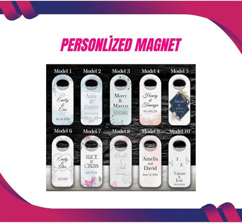 20-200 pcs Magnet Customizable Wedding Favor For Guests, Personalized Wedding Gift,Magnetic Bottle Opener,Save The Date, Custom Cap Opener,Wedding Gift in Saudi Arabia
