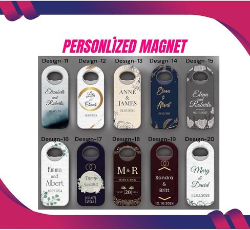 20-200 pcs Magnet Customizable Wedding Favor For Guests, Personalized Wedding Gift,Magnetic Bottle Opener,Save The Date, Custom Cap Opener,Wedding Gift in Saudi Arabia