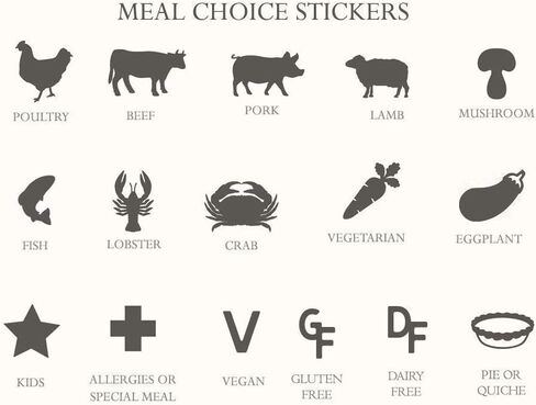 Wedding Meal Stickers, Place Card Stickers, Menu Stickers, Wedding Menu Stickers, Wedding - Custom Quantity in Saudi Arabia