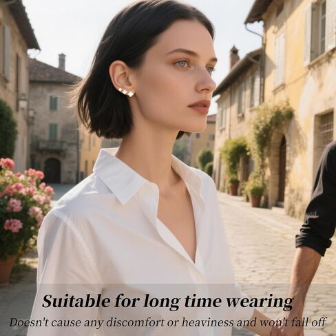 Clover Earring 3 Pair Small Clover Stud Earrings for Women Four Leaf Hypoallergenic Earrings Sensitive Ears for Birthday Christmas Anniversary Lucky Gifts (Gold/Clover Stud Earrings/White) in Kuwait