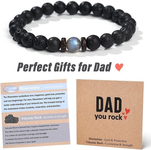 Dad Birthday Gift Men Bracelets Beaded Best Dad Ever Fathers Day From Daughter Son Unique Present Card Cool Black Christmas Stocking Stuffers Valentines Him Who Have Everything Wants Nothing in Saudi Arabia
