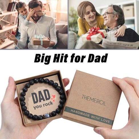 Dad Birthday Gift Men Bracelets Beaded Best Dad Ever Fathers Day From Daughter Son Unique Present Card Cool Black Christmas Stocking Stuffers Valentines Him Who Have Everything Wants Nothing in Saudi Arabia